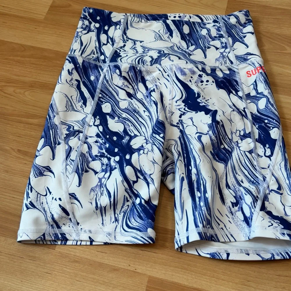 Superdry Sport Blue and White‎ Athletic Bike Shorts